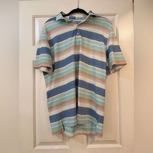 Johnnie O Shirt Mens L Colorful Striped Performance Short Sleeve Polo
